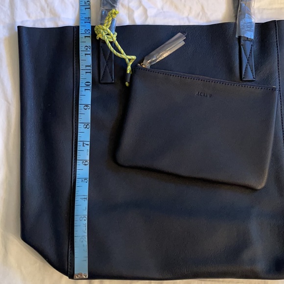 J.Crew Navy Leather The carryall tote bag with Pouch AH945 - Picture 6 of 8